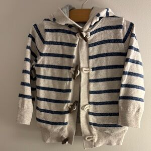 Blue and Cream Striped Knit Sweater